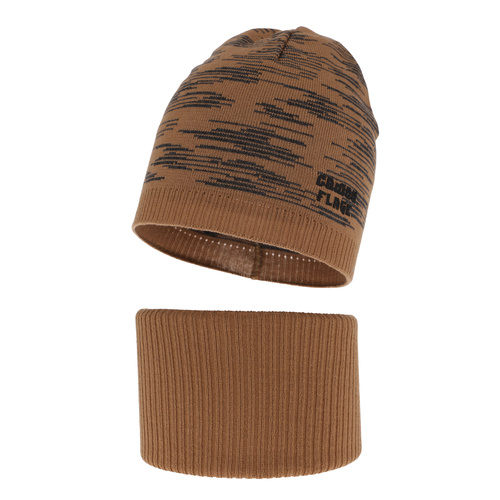 Jongens herfst/lente set muts en buissjaal, puuvillalla, bruin, Carter