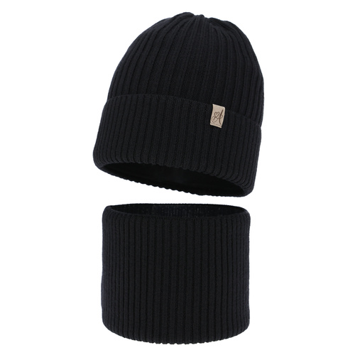 Meisjes winter set, zwart, 100% Merino Wol, Patricia