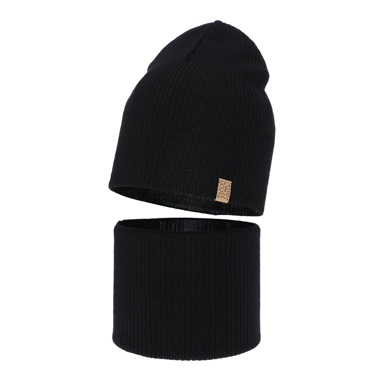 Meisjes herfst/lente set muts en buissjaal, wit, 100% Merino Wol, Ricona