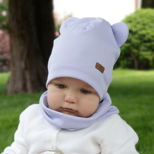 Tyttöjen syys/kevät setti: pipo ja putkihuivi, puuvillasta, kerma väri Georgea