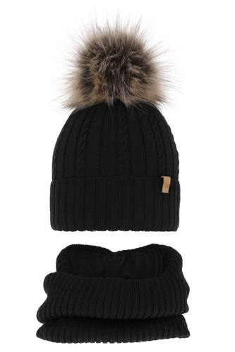 Meisjes winter set, zwart, met merinowol, Mirabel