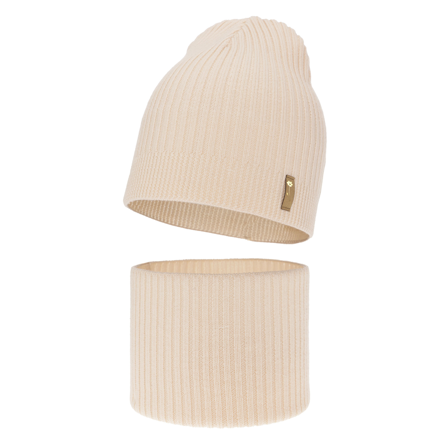 Meisjes herfst/lente set muts en buissjaal, lichtroze, 100% Merino Wol, Chelsie