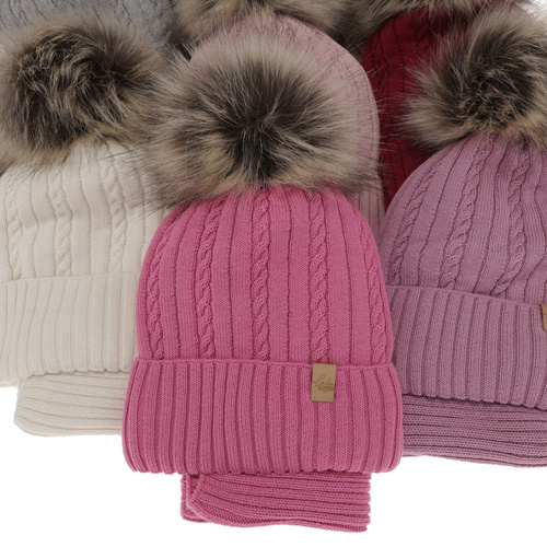 Meisjes winter set, paars, met merinowol, Mirabel