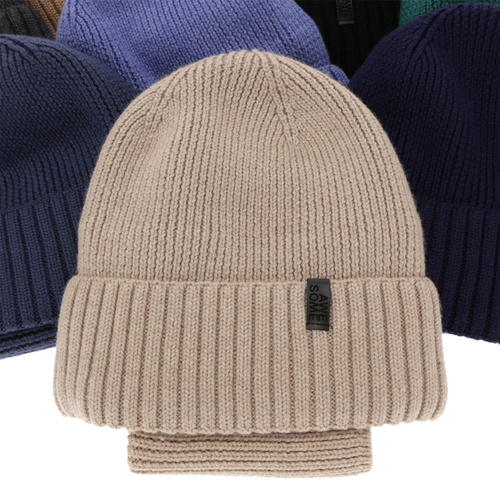 Poikien talvisetti: pipo ja putkihuivi, 100% Merinovilla, merinovillavuorilla, sininen Harbin