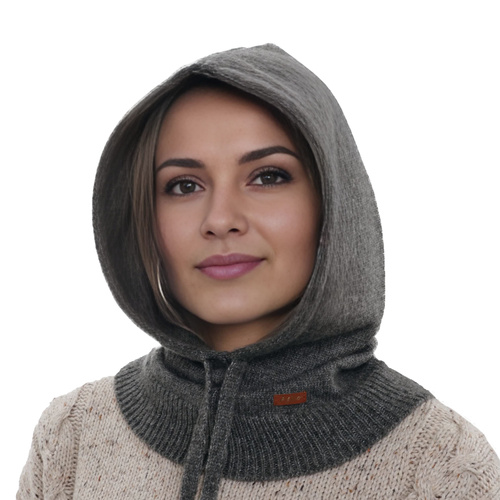 Naisten talvibalaclava, harmaa, villaa, Elizabeth