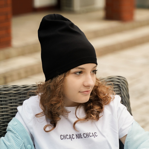 Meisjes herfst/lente set muts en buissjaal, amarant, katoen, Hazelka