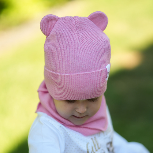 Meisjes herfst/lente set muts en buissjaal, puuvillalla, zwart, Kajra