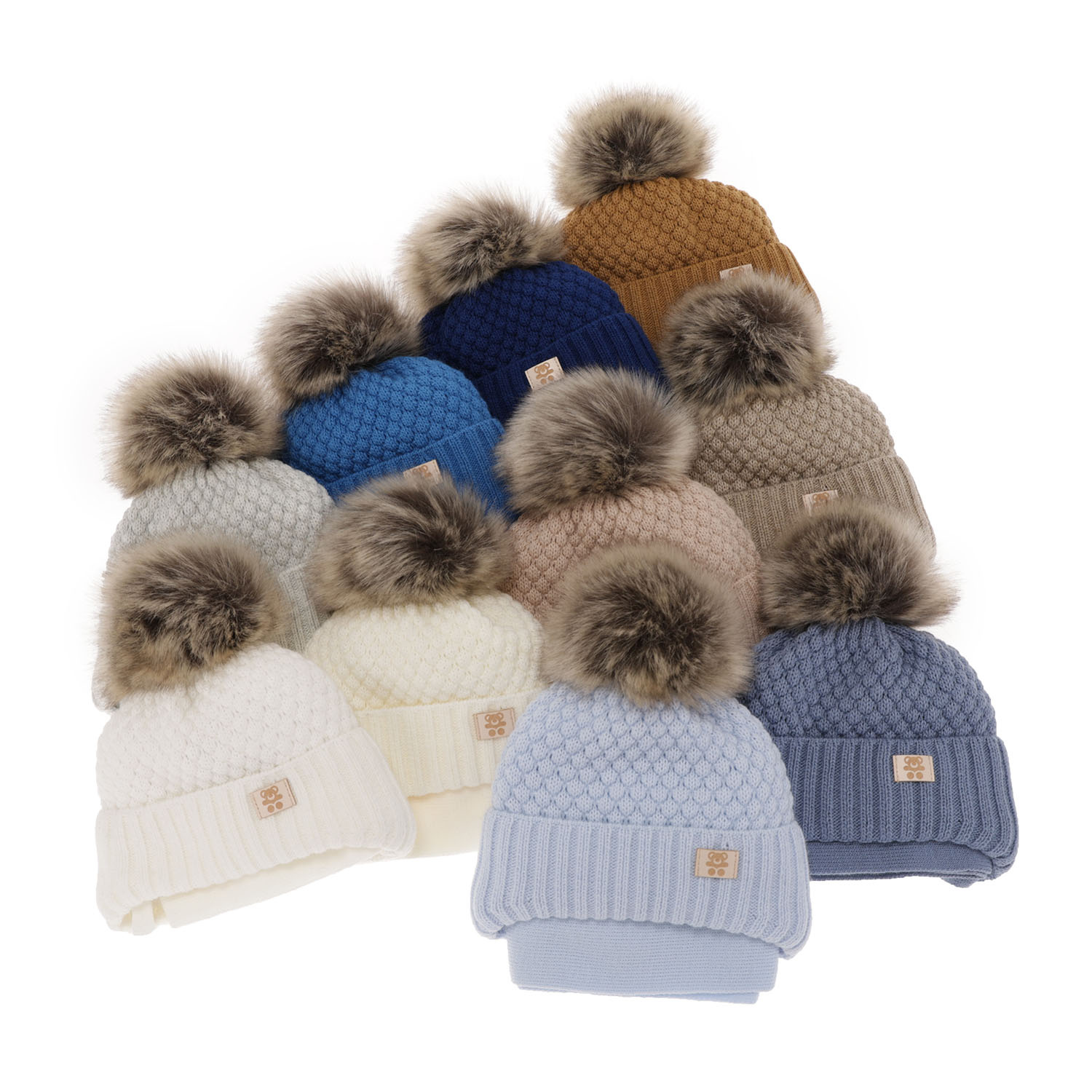 Jongens winter set, grijs, met garen pompon, met bindkoorden, Norberto