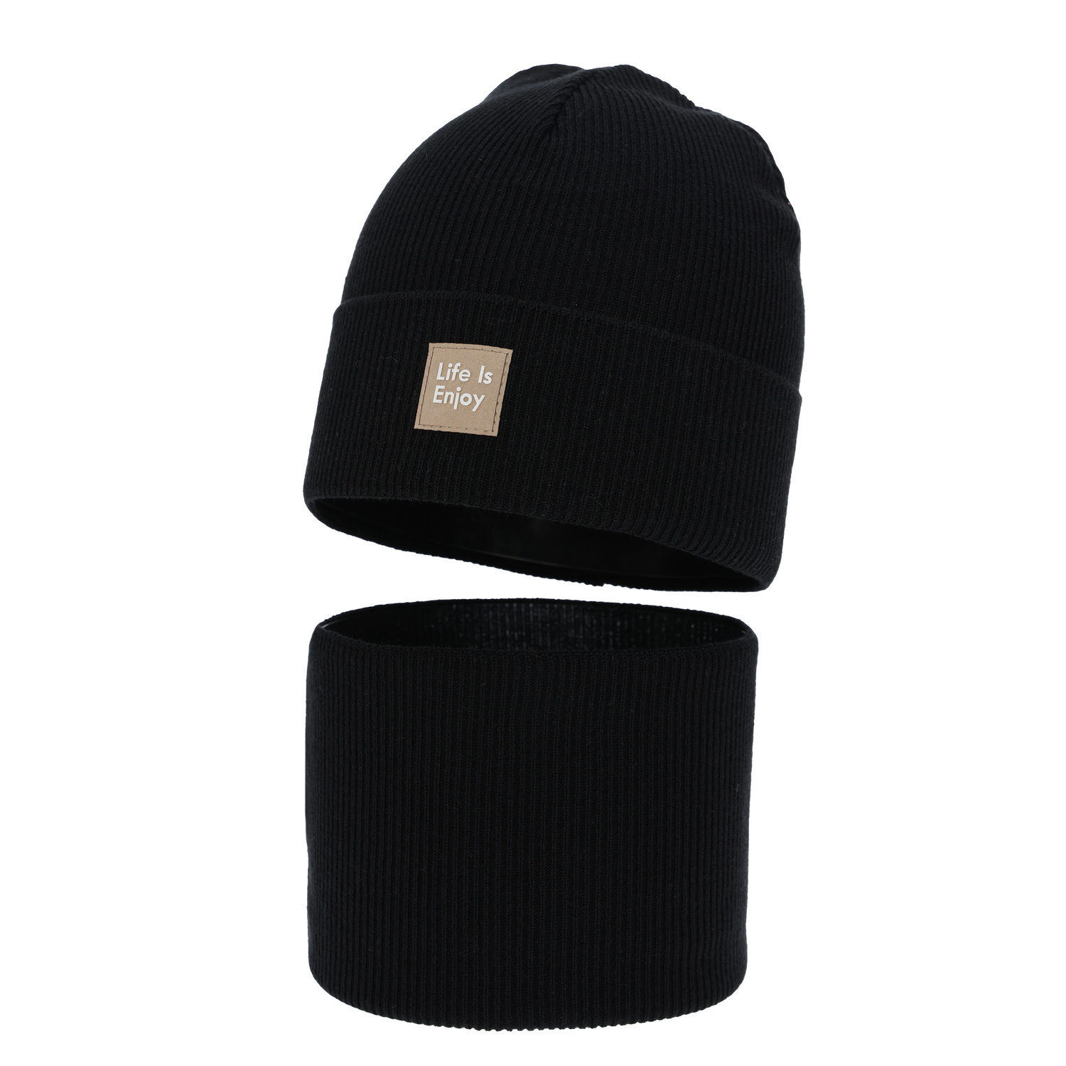 Tyttöjen syys/kevät setti: pipo ja putkihuivi, puuvillalla, musta, Zola