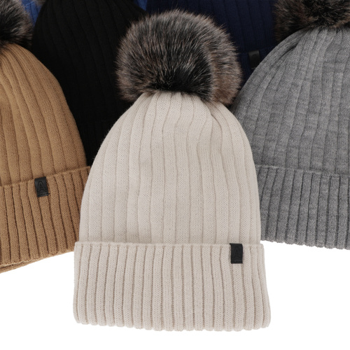 Jongens winter set, lichtgrijs, met garen pompon, Relax