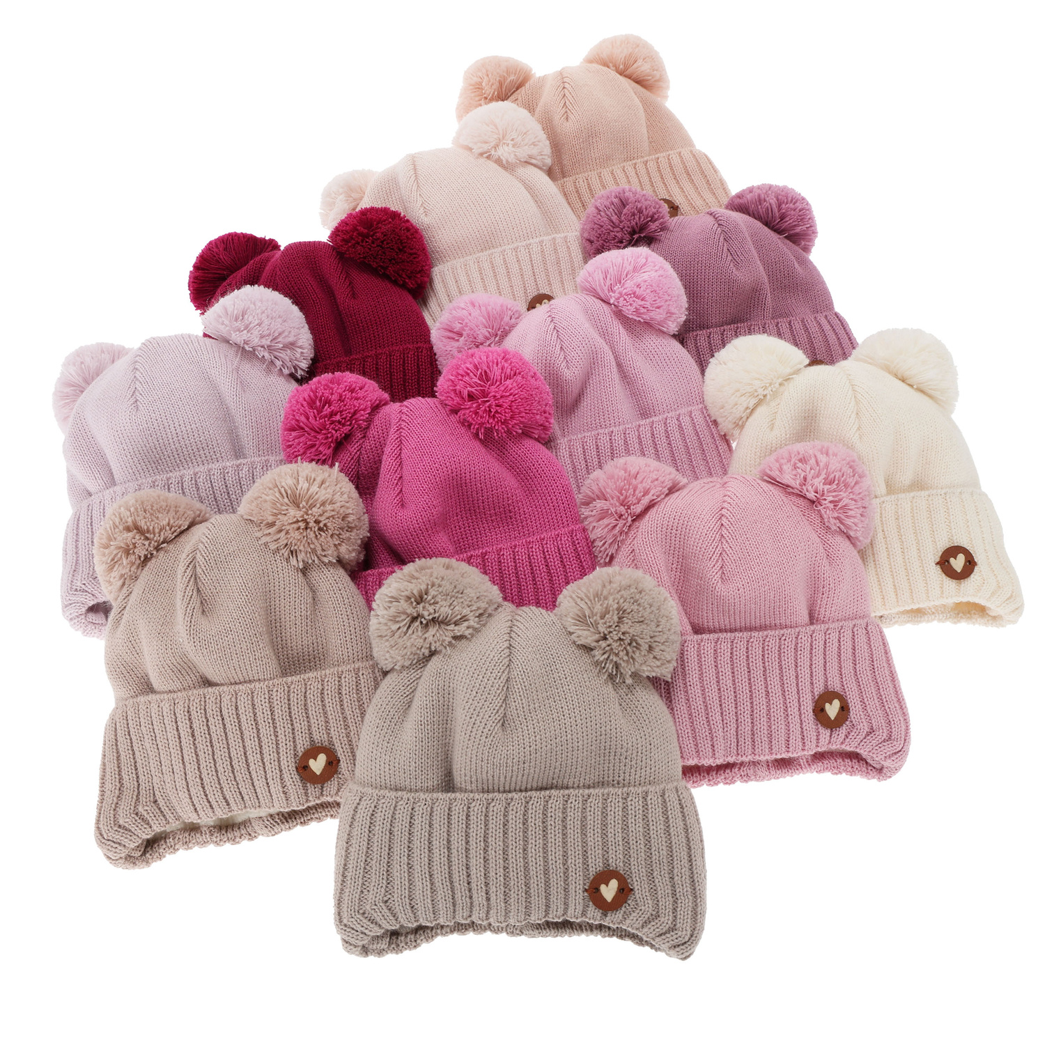 Tyttöjen talvipipo, persikka, nauhoilla, merinovillalla, Mesyna