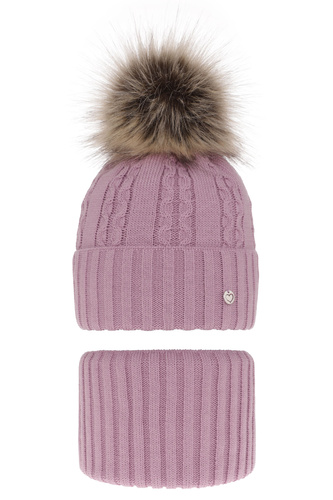 Meisjes winter set, Paars, Met garen pompon, Felia