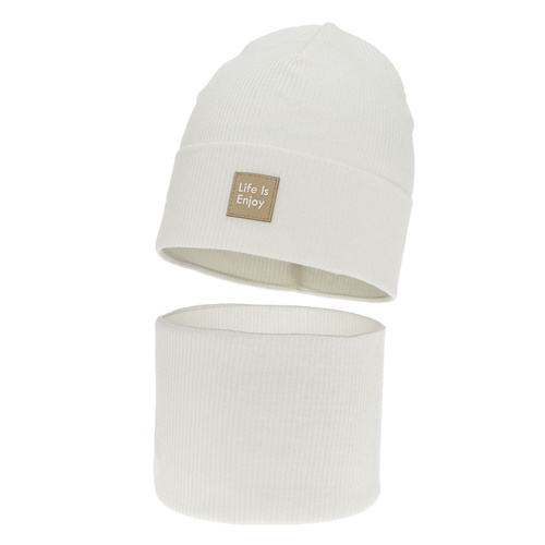 Tyttöjen syys/kevät setti: pipo ja putkihuivi, puuvillalla, kremowy, Zola