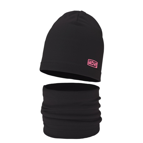 Meisjes herfst/lente set muts en buissjaal, zwart, katoenen, Friza