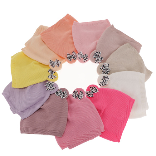 Meisjes herfst/lente set muts en buissjaal, puuvillalla, roze, met strik, Nicolette