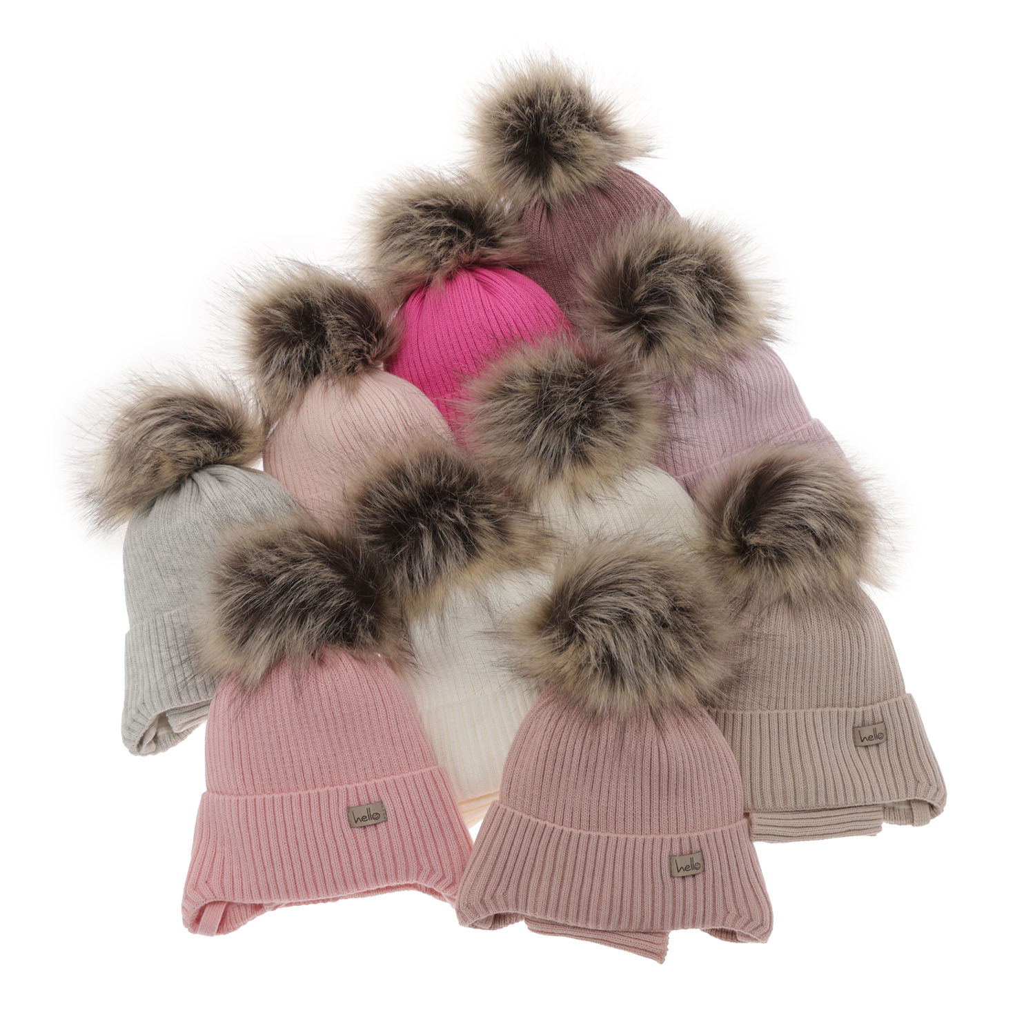 Meisjes winter set muts en buissjaal, beige, met bindkoorden, Bria