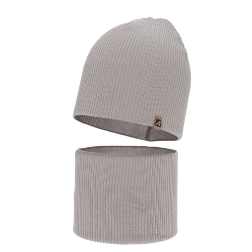 Poikien syys/kevät setti: pipo ja putkihuivi, puuvillalla, beige, Lucer