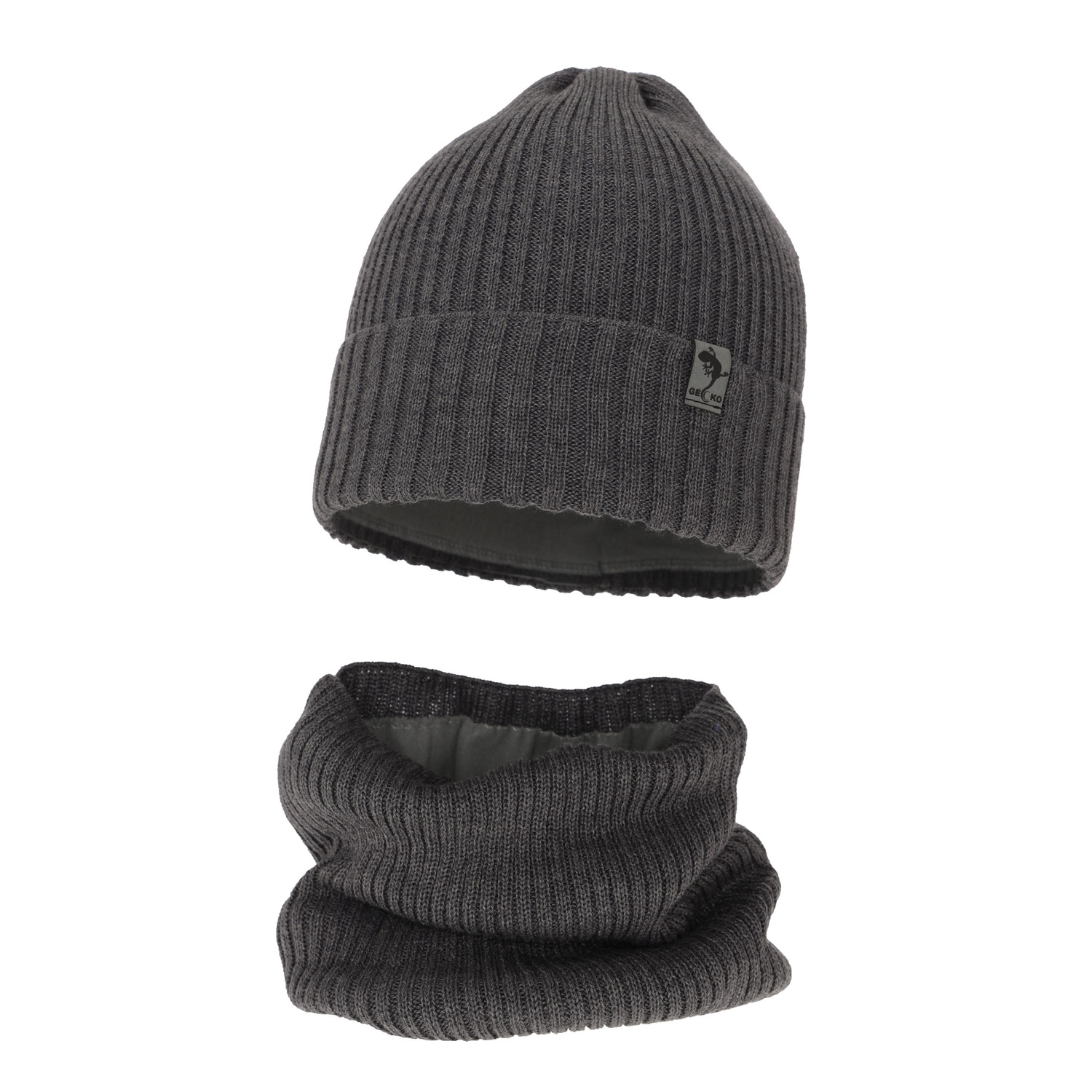 Jongens winter set, grijs, met merinowol, gevoerd met fleece, Gecko