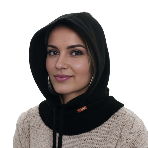 Naisten talvibalaclava, musta, merinovillalla, Elizabeth