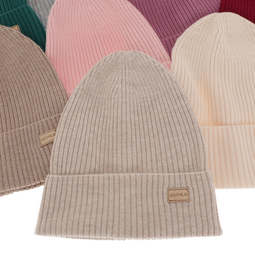 Dames wintermuts, kremowy, 100% Merino Wol, Sophie