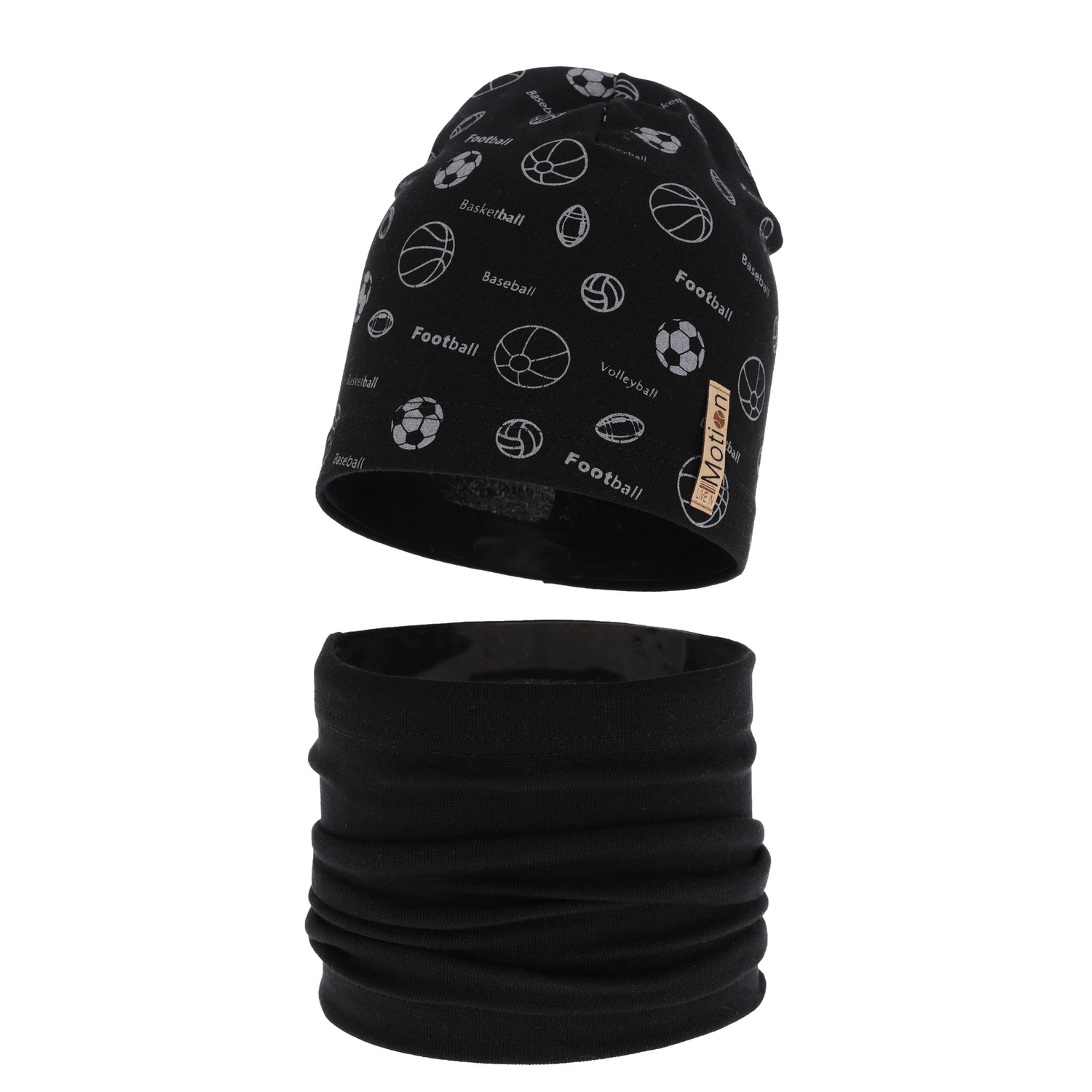 Jongens herfst/lente set muts en buissjaal, zwart, katoenen, Paolo