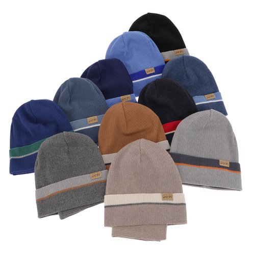 Jongens herfst/lente set muts en buissjaal, puuvillalla, blauw, Antonio