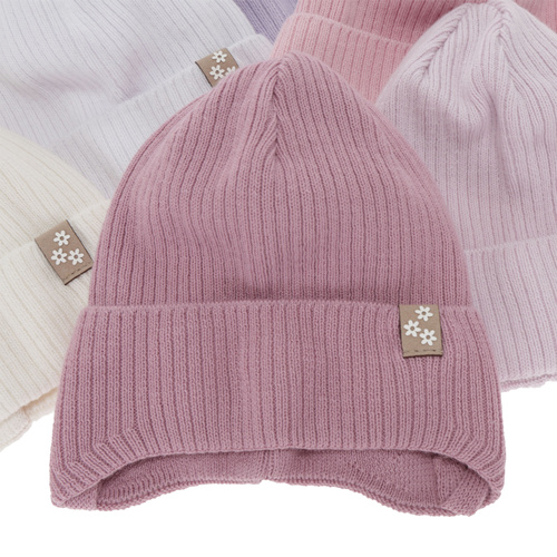 Tyttöjen syys/kevät pipo, beige, nauhoilla, 100% puuvilla, Lunara