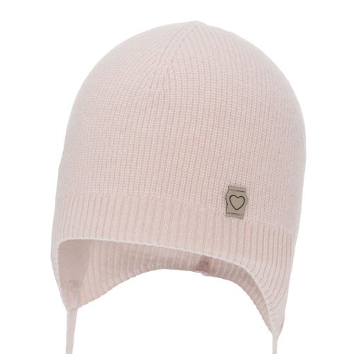 Tyttöjen syys/kevät pipo, vaaleanpunainen, merinovillalla ja kashmirillanaa, nauhoilla, Orida