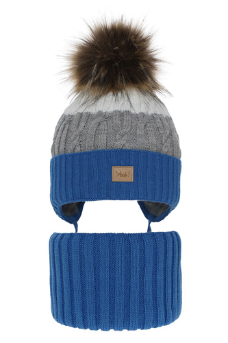 Jongens winter set, blauw, met garen pompon, Maxwell