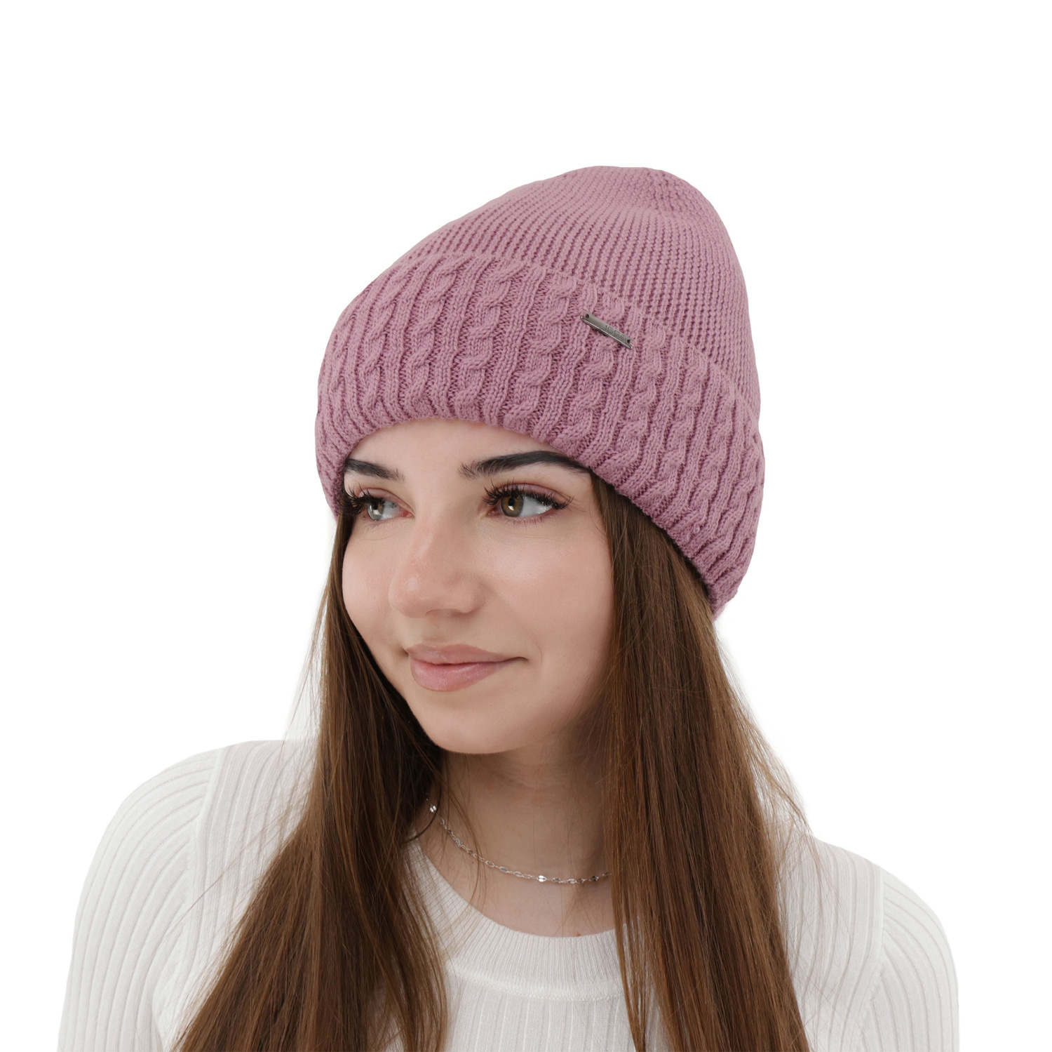 Dames wintermuts, roze, met merinowol, Febe