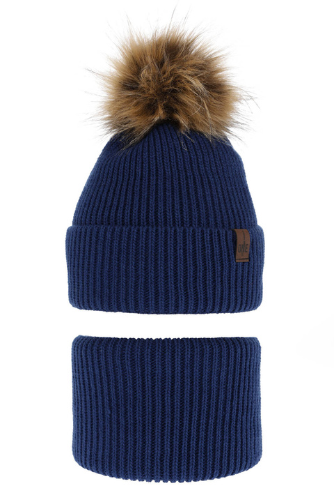 Jongens winter set, blauw, met garen pompon, Modus