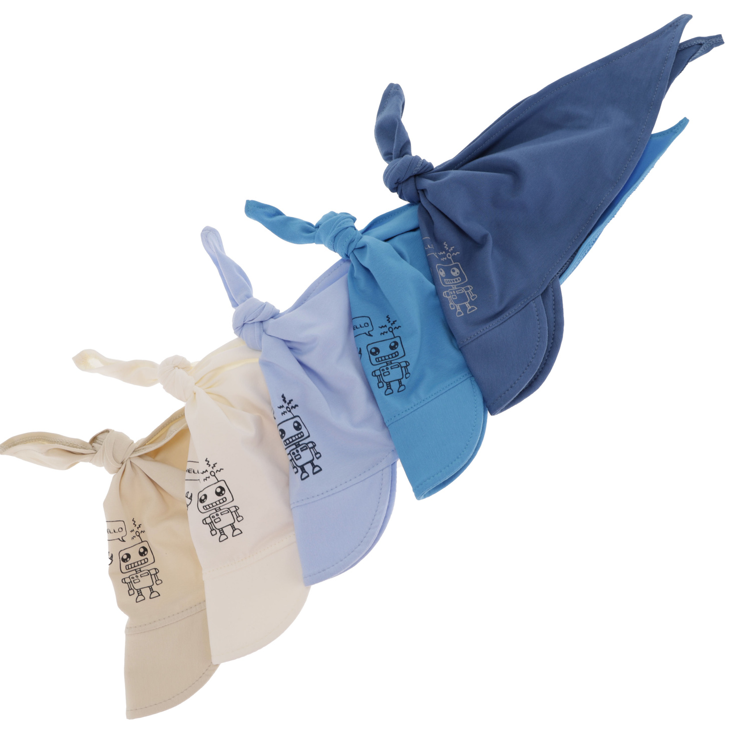 Jongens katoenen hoofddoek met klep, lichtblauw, Robik