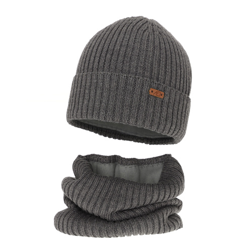 Jongens winter set, donkergrijs, met merinowol, gevoerd met fleece, Palermo