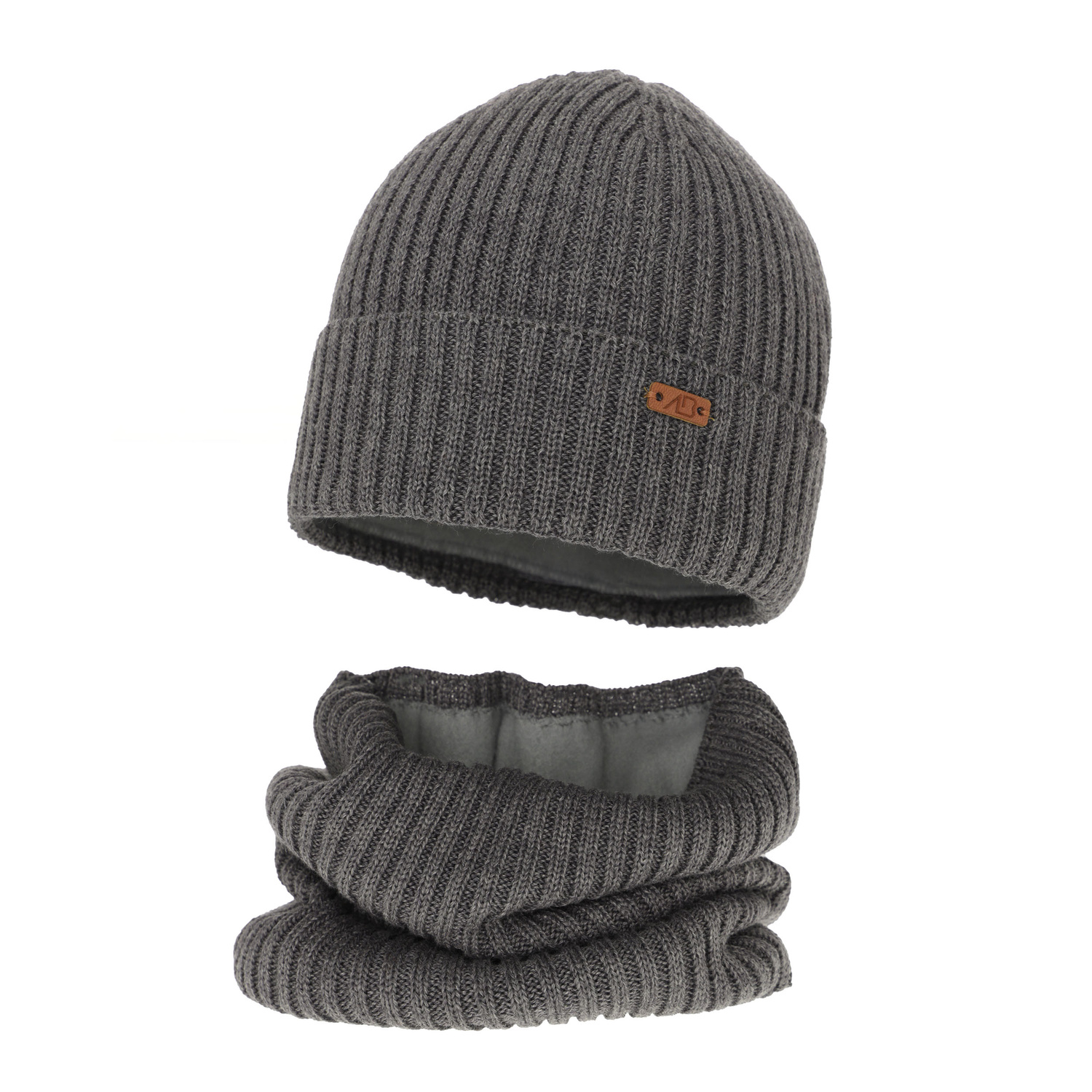 Jongens winter set, donkergrijs, met merinowol, gevoerd met fleece, Palermo