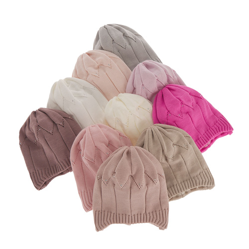 Meisjes herfst/lente muts, roze, met bindkoorden, Mercja