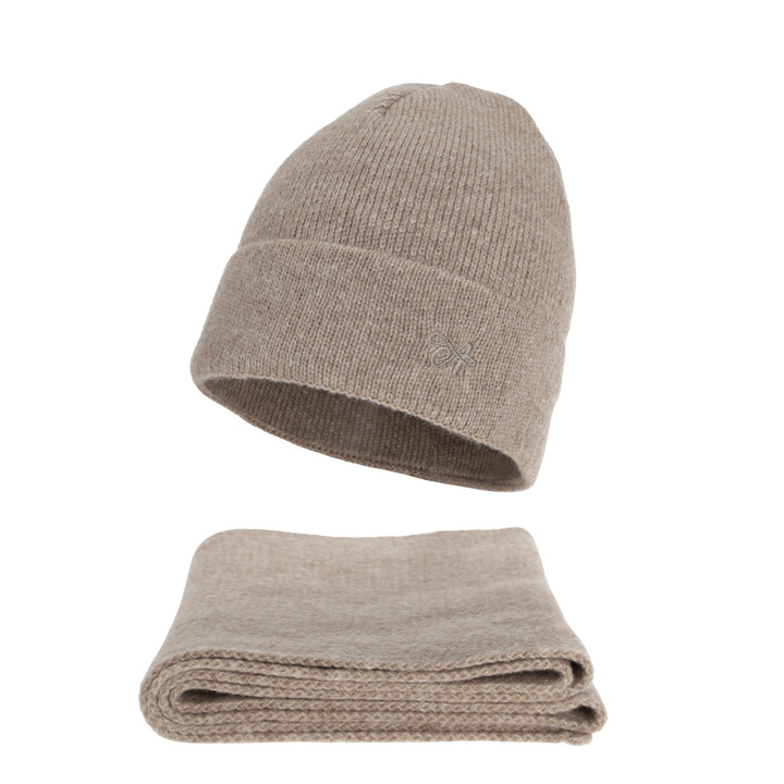 Naisten talvisetti (pipo ja huivi), beige, Rava