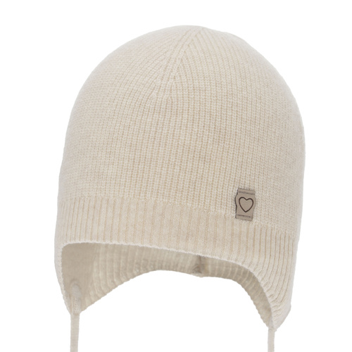 Tyttöjen syys/kevät pipo, tummanbeige, merinovillalla ja kashmiria, nauhoilla, Orida