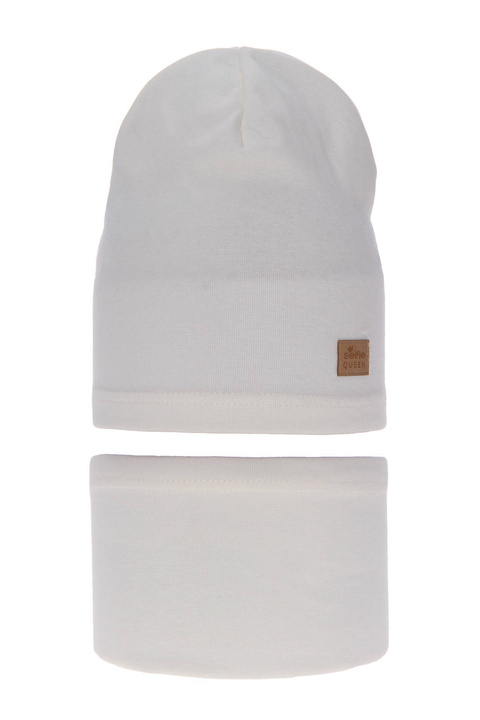 Meisjes herfst/lente set muts en buissjaal, kremi, katoen, Selfie