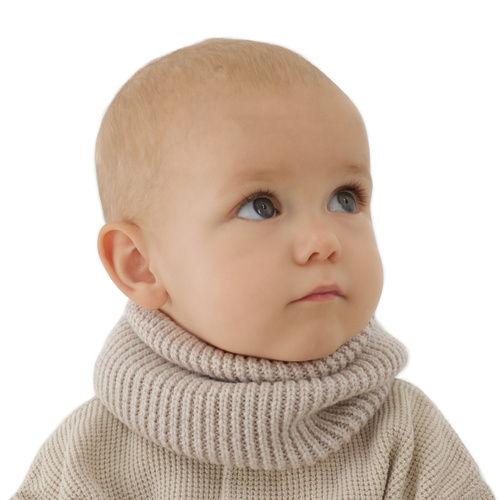 Kinder winter buissjaal, wit, 100% Merino Wol, Vanilla