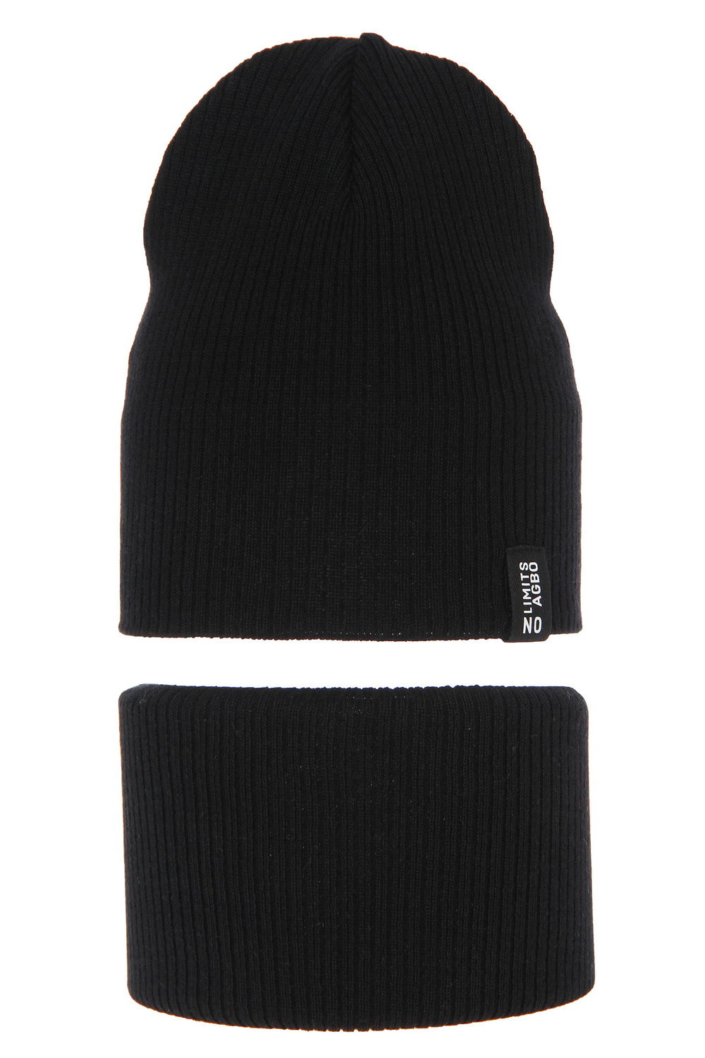 Jongens herfst/lente set muts en buissjaal, puuvillalla, zwart, Tunis