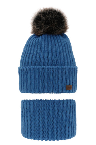 Jongens winter set, blauw, met garen pompon, Wonder
