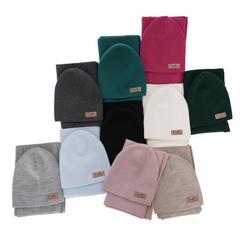 Dames herfst/lente set muts en sjaal, Roze, Zula