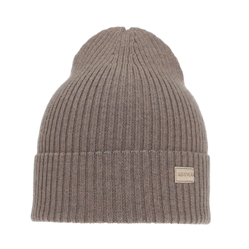 Dames wintermuts, donker beige, 100% Merino Wol, Sophie