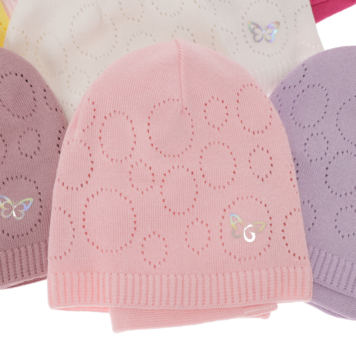 Meisjes herfst/lente set muts en buissjaal, puuvillalla, creme, ajour, Amarilla