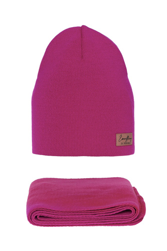 Dames herfst/lente set muts en sjaal, Roze, Zula