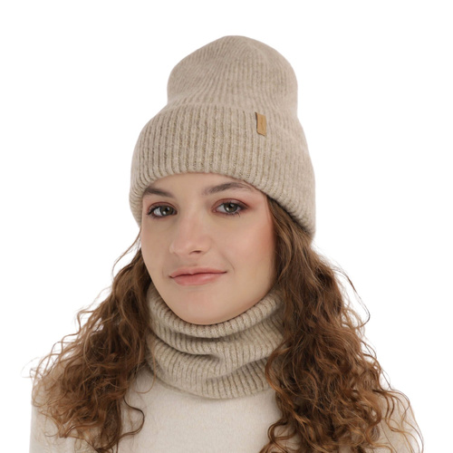 Meisjes winter set muts en buissjaal, beige, Edila