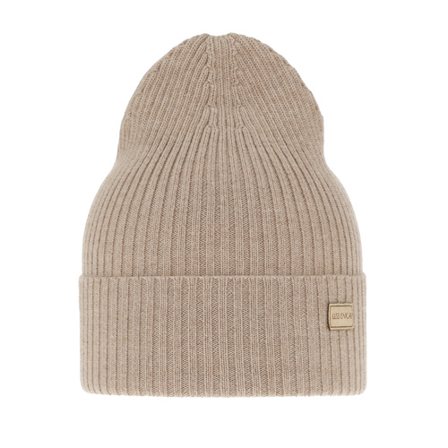 Dames wintermuts, donker beige, 100% Merino Wol, Sophie