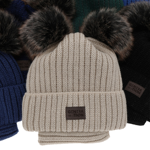 Jongens winter set, groen, met twee pompons, Tokio