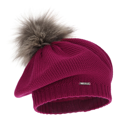 Dames wintermuts, roze, met merinowol, Bonnie