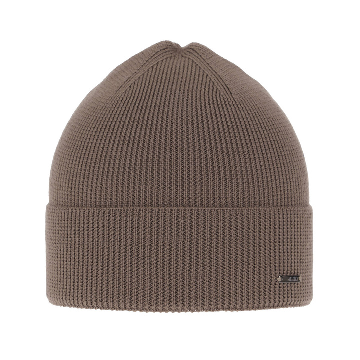 Heren herfst/lente winter muts, lichtbruin, 100% Merino Wol, Memfis